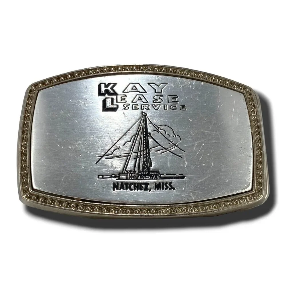 Vintage Belt Buckle Kay‎ Lease Service Natchez, Mississippi Sail Boat #681
